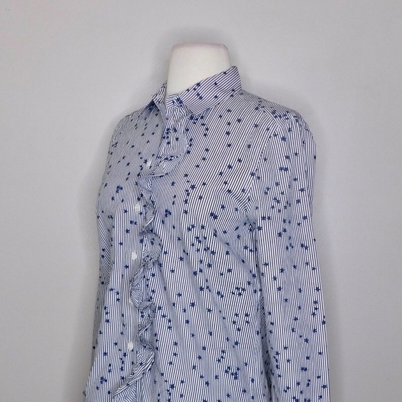 EQUIPMENT Jesper Star Striped Poplin Blouse Top Button Down Shirt X-Small - Picture 8 of 16